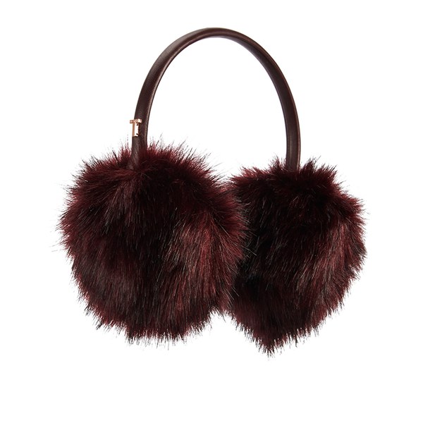 Ted Baker Womens Toree Faux Fur Ear Muffs Oxblood