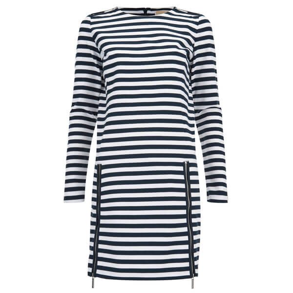 MICHAEL MICHAEL KORS Women's Zip Detail Stripe Dress - New Navy/White ...