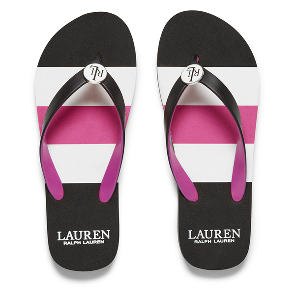 Lauren Ralph Lauren Women's Elissa 2 Striped Flip Flops Black/White