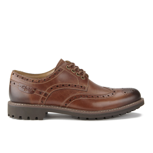 Clarks Men's Montacute Wing Leather Brogues - Dark Tan Clothing ...