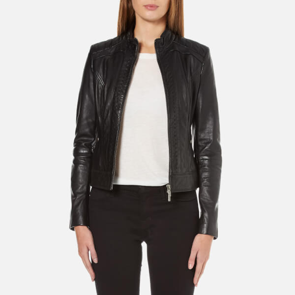 Boss Orange Women S Janabelle Leather Jacket Black Womens Boss Orange Women S Janabelle Leather Jacket Black Image 1