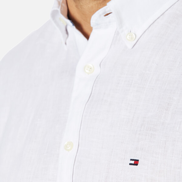 Tommy Hilfiger Men's Solid Linen Short Sleeve Shirt - Classic White ...