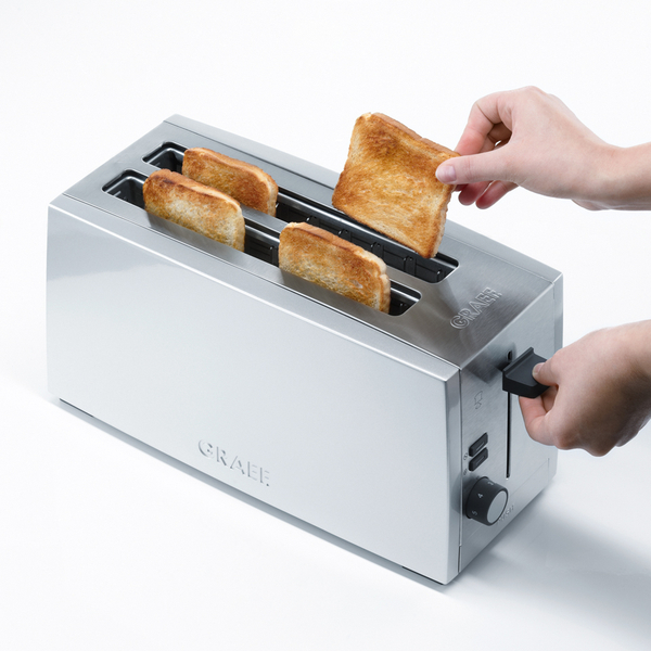 Graef TO100.UK 4 Slice Long Slot Toaster Silver Gloss Stainless