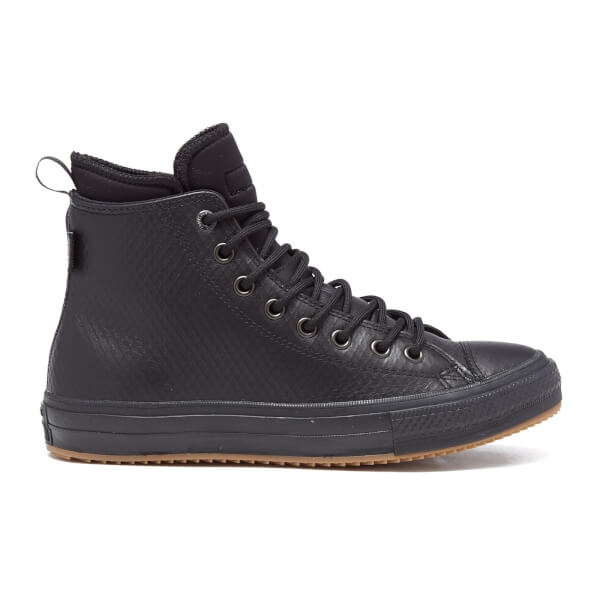 black monochrome leather converse
