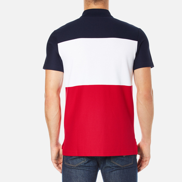 Lacoste Men's Short Sleeve Bold Stripe Polo Shirt - Navy Blue/White/Red ...