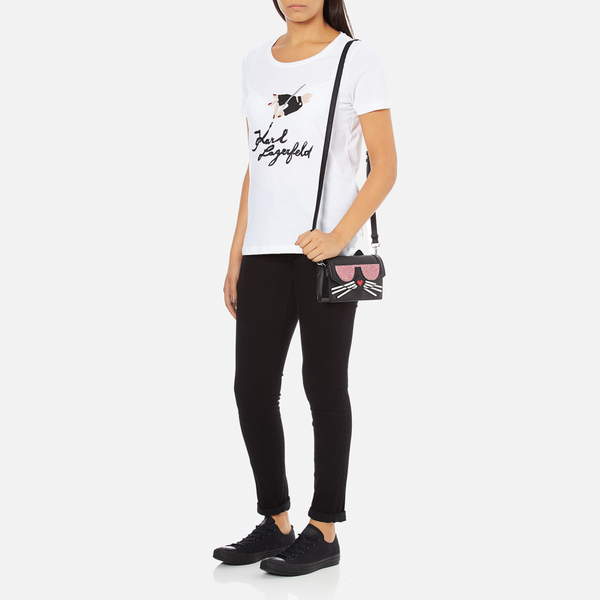 Karl Lagerfeld Womens Kkocktail Cat Cross Body Bag Black Womens