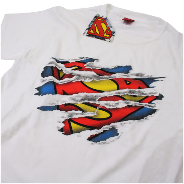 DC Comics Men's Superman Torn Logo T-Shirt - White Merchandise | Zavvi.com
