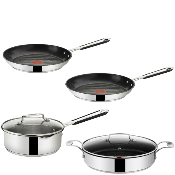 Jamie Oliver by Tefal Stainless Steel 4 Piece Pan Set | IWOOT