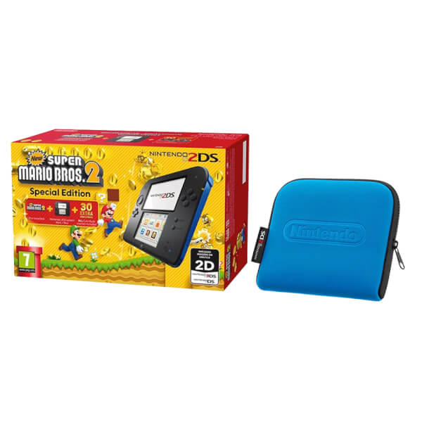 Nintendo 2DS Blue/Black + New Super Mario Bros 2 + Blue Case Nintendo