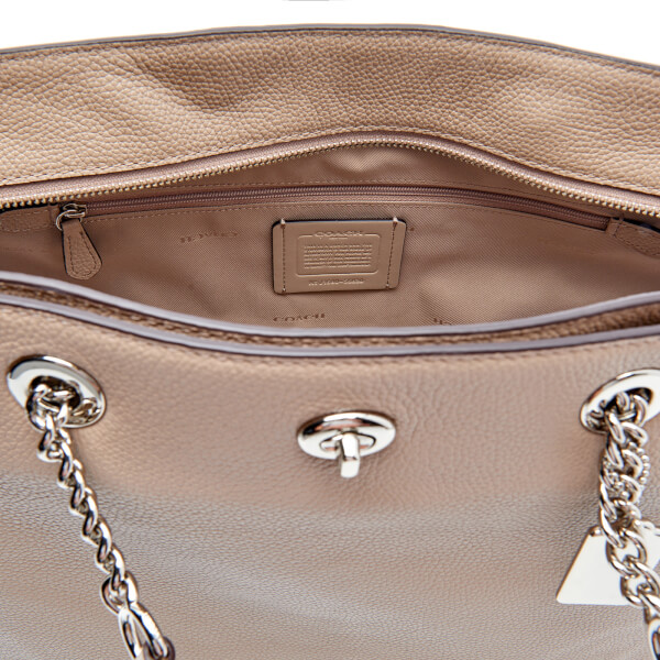 Coach Women&#39;s Turnlock Chain Tote Bag - Stone - Free UK Delivery over £50
