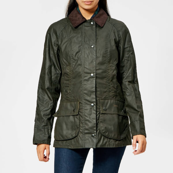 Barbour Women's Beadnell Wax Jacket - Olive Womens Clothing | TheHut.com
