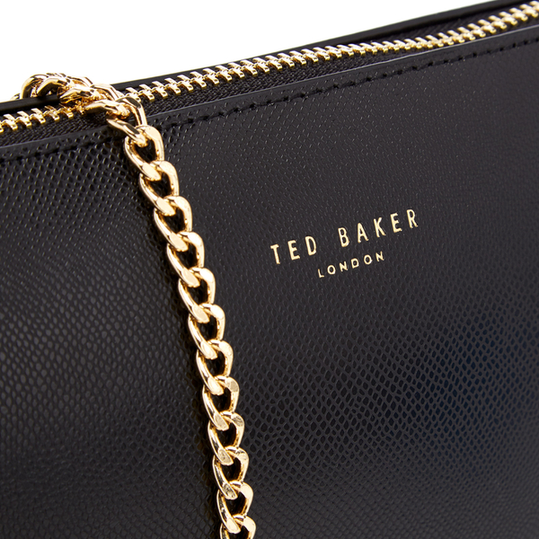 black bag with gold chain strap