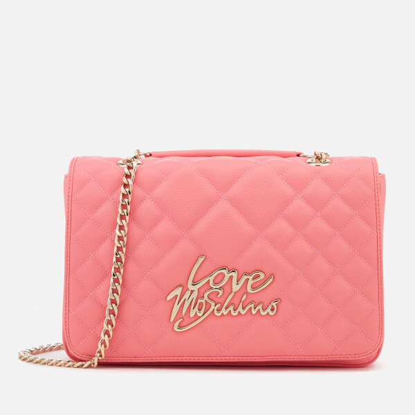 Love Moschino Women's Matt Quilted Flap Shoulder Bag Pink