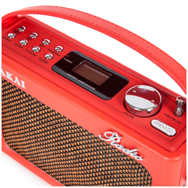 Akai Retro Vintage Portable Wireless DAB Radio with LCD Screen Red