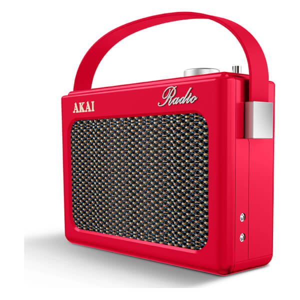 Akai Retro Vintage Portable Wireless DAB Radio with LCD Screen Red IWOOT