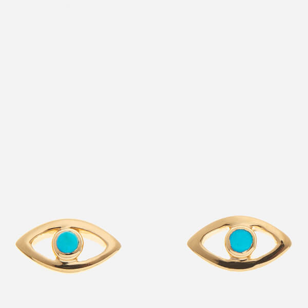 Missoma Women S Evil Eye Turquoise Stud Earrings Gold Free Uk Missoma Women S Evil Eye Turquoise Stud Earrings Gold Image 1