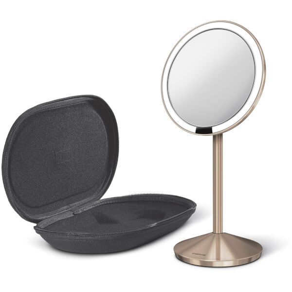 simplehuman Stainless Steel Rechargeable 10x Magnification Sensor Mirror with Travel Case Rose