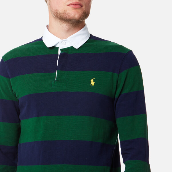 Polo Ralph Lauren Men's Long Sleeve Rugby Shirt Green/Navy Free UK