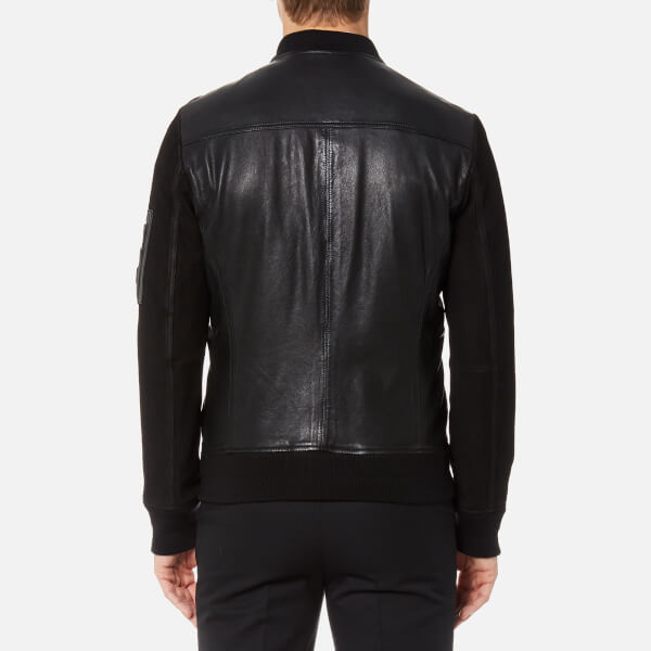 Boss Orange Men S Ji Leather Jacket Black Clothing Thehut Com Boss Orange Men S Ji Leather Jacket Black Image 2