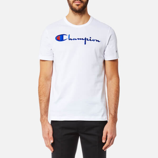 Champion Men's Large Chest Logo Short Sleeve T-Shirt - White - Free UK ...