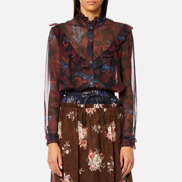 Coach Women's Horse Print Western Blouse Black/Multi Free UK