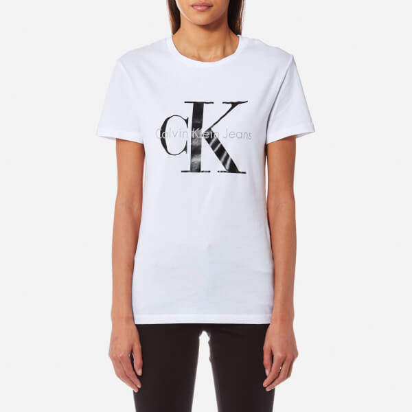 Calvin Klein Women's Shrunken T-Shirt - Bright White Womens Clothing ...