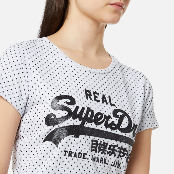 Superdry Women's Vintage Logo Flock Dot Entry T-Shirt - Ice Marl: Image 31