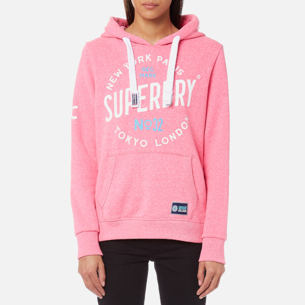 Superdry Women's City of Dreams Hooded Sweatshirt - Fluro Pink Snowy
