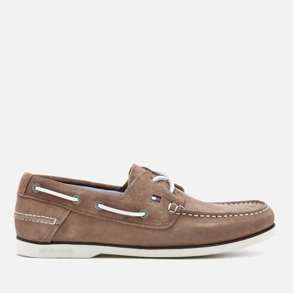Tommy Hilfiger Men's Classic Suede Boat Shoes Taupe Mens