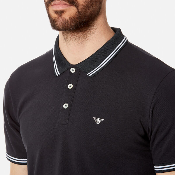 Men's Uk Free Emporio Tipped Scuro Shirt Polo Blue Armani CRaRxHw4