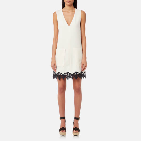 See By Chloé Women S Crepe And Ribbon Sleeveless Dress Snow White See By Chloé Women S Crepe And Ribbon Sleeveless Dress Snow White Image 1