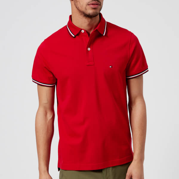 Tommy Hilfiger Men's Tommy Tipped Slim Polo Shirt - Haute Red Clothing | TheHut.com