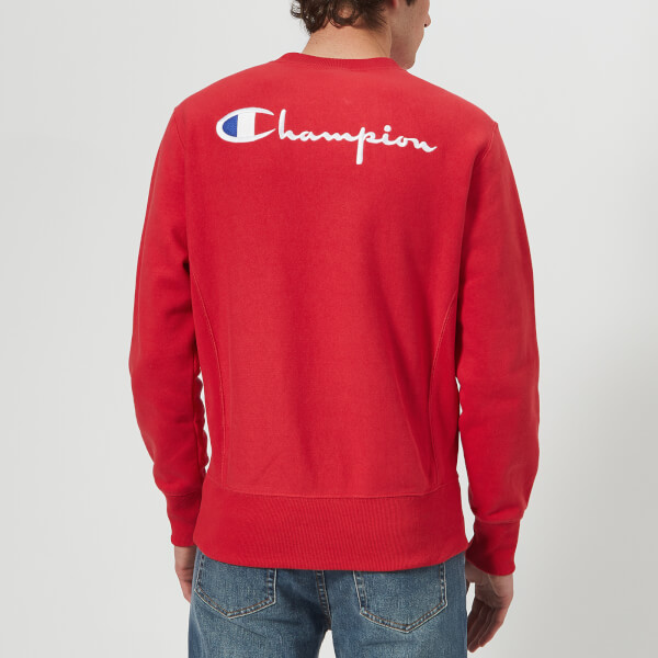 Champion Men's Crew Neck Sweatshirt Red Mens Clothing
