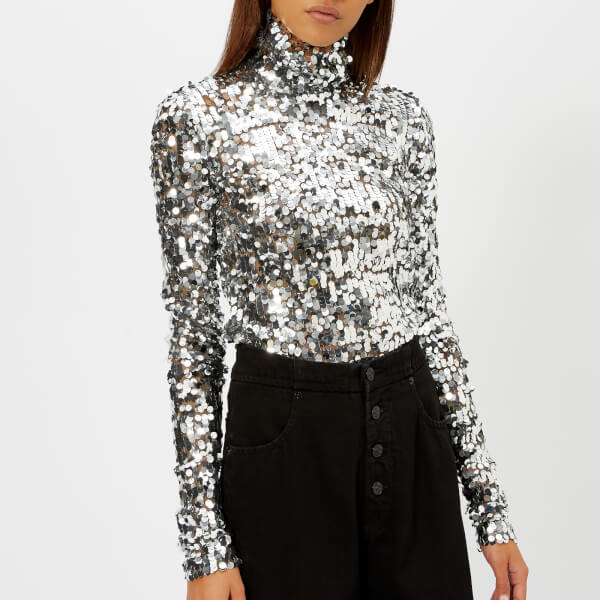 MM6 Maison Margiela Women's Sequin Top - Silver - Free UK Delivery over £50