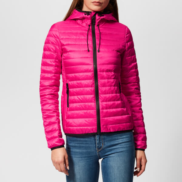 Superdry Women's Core Down Hooded Jacket - Pacific Pink Womens Clothing ...