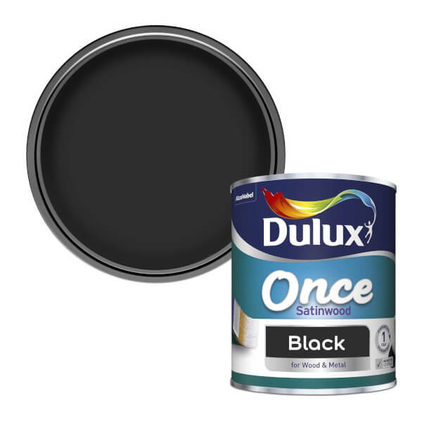 Dulux Once Black Satinwood Paint 750ml Homebase