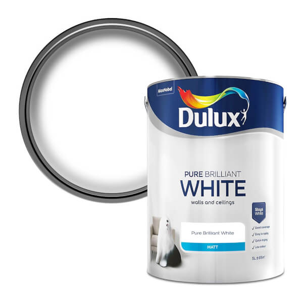Dulux Pure Brilliant White - Matt Emulsion Paint - 5L | Homebase