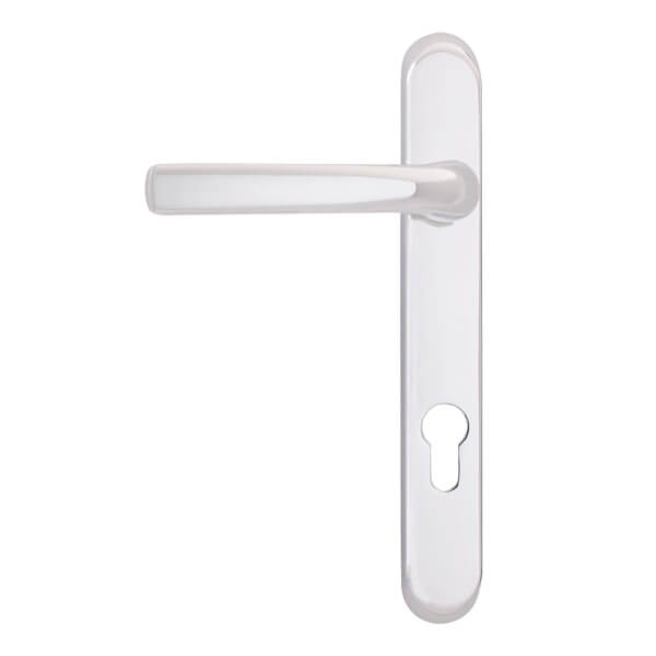 White Door Handle Set Short Plate Homebase