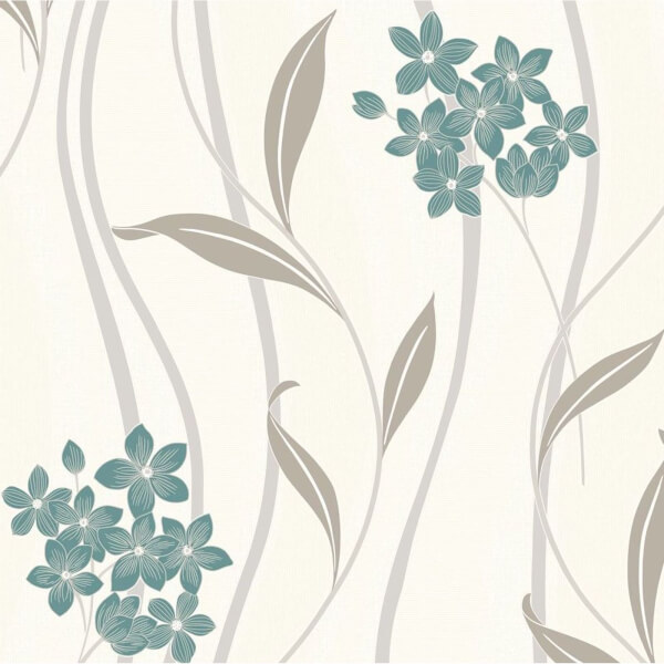 Superfresco Elise Teal Silver Wallpaper Homebase
