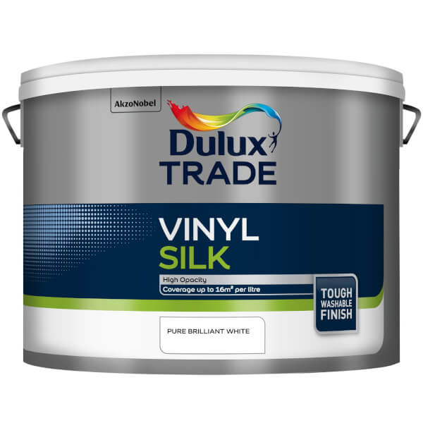 Dulux Trade Vinyl Pure Brilliant White Silk Emulsion Paint 10L