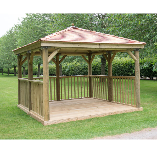 Forest (Installation Included) Cedar Roof Square Gazebo 3.5m Homebase