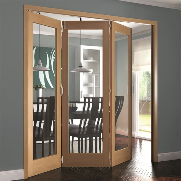 Shaker Oak 1 Light Clear Glazed Interior Folding Doors 3 x 0 2047 x