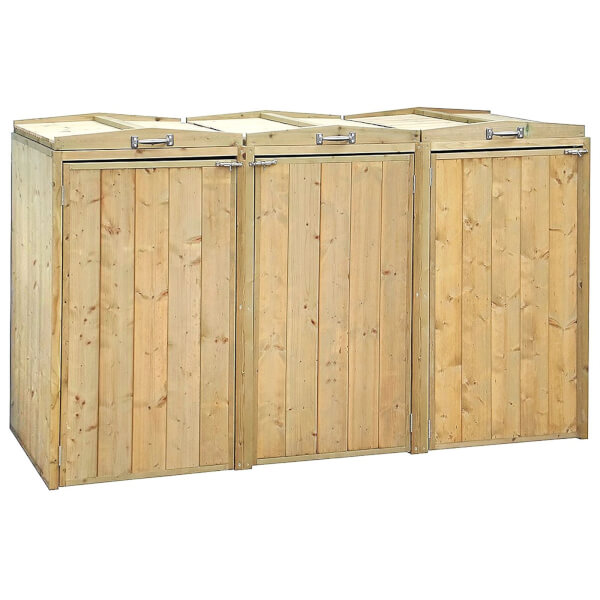 Charles Bentley Premium FSC Wooden Double Wheelie Bin and Recycle Box