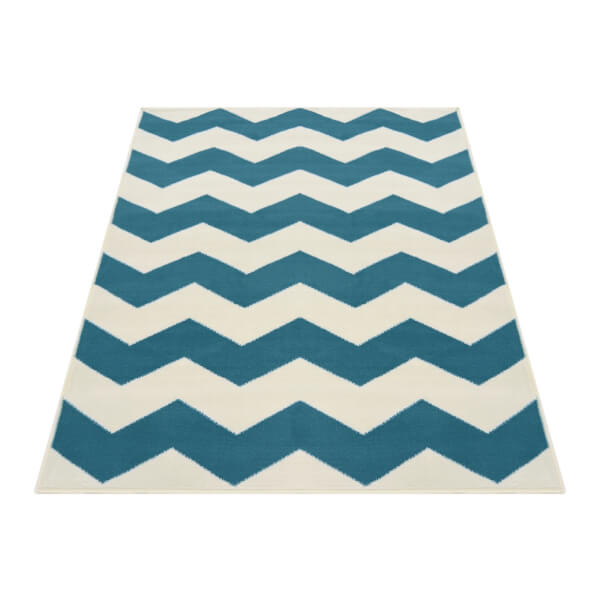 Maestro Chevron Teal Rug 160 x 230cm Homebase