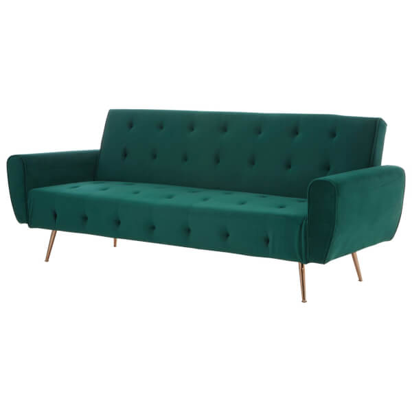 Bowery Sofa Bed Green Velvet Homebase