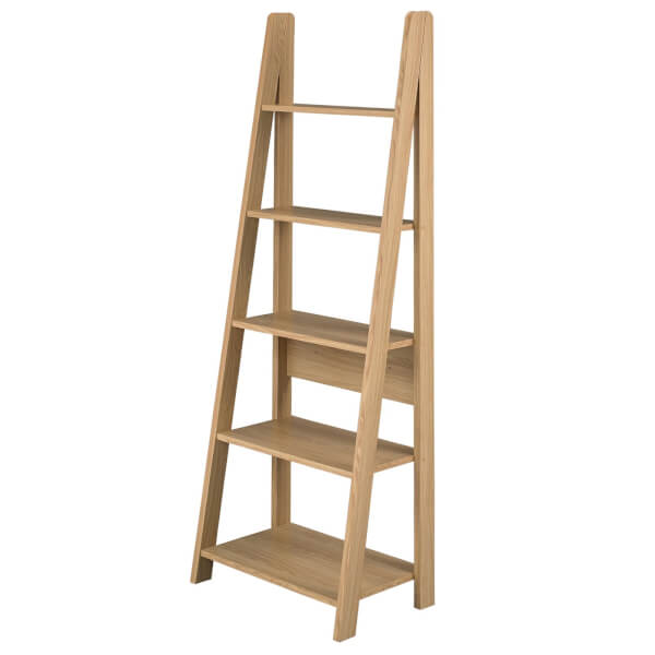 Tiva Ladder Bookcase Oak Homebase