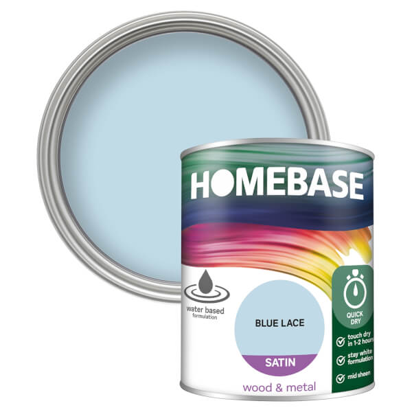 Homebase Interior Quick Dry Satin Paint Blue Lace 750ml Homebase