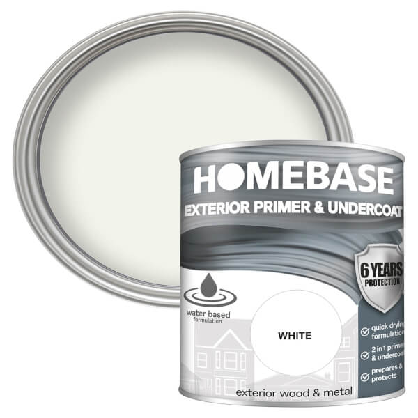 Homebase Exterior Primer Undercoat Brilliant White 750ml Homebase