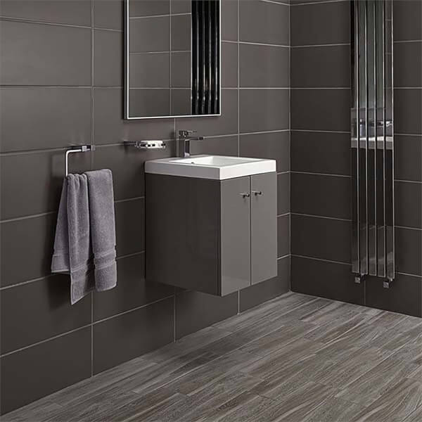 Bathstore Alpine Duo 400mm Basin and Wall Hung Vanity Unit Gloss Grey