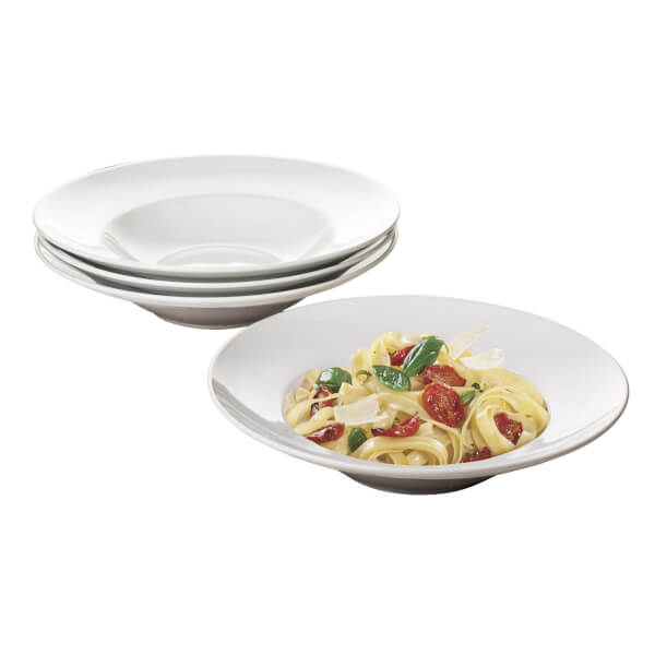 White Wide Rimmed Pasta Bowls 4 Piece Set Homebase